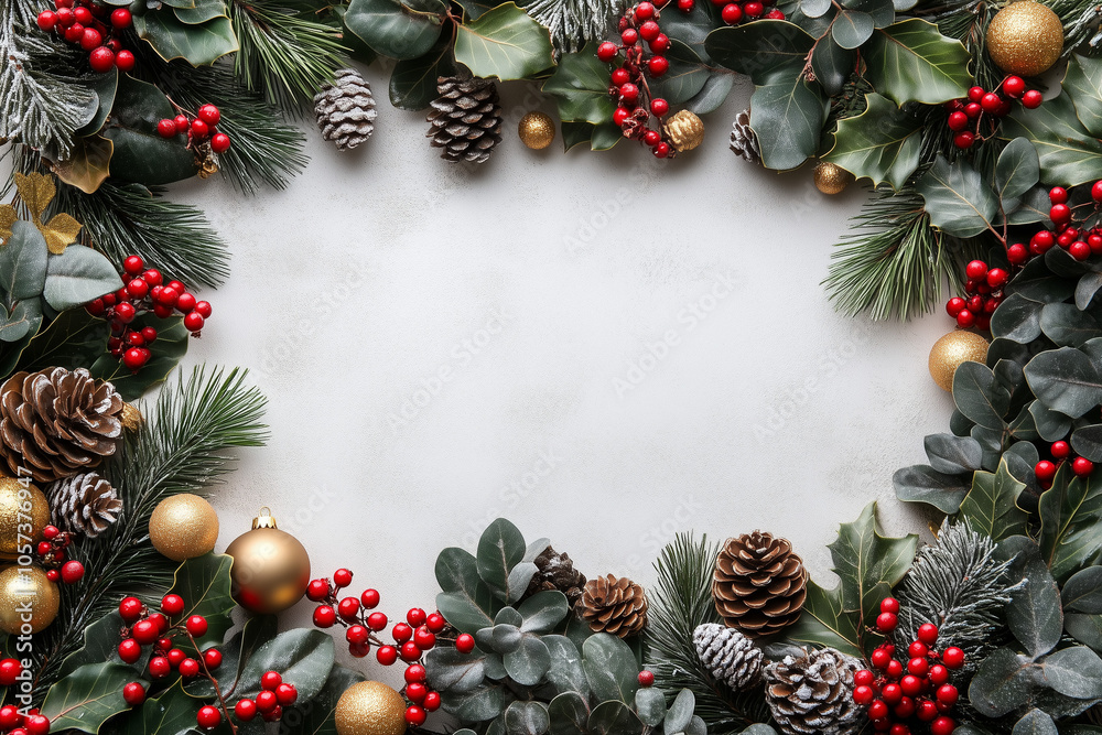 christmas frame with branches and cones christmas frame with branches and cones