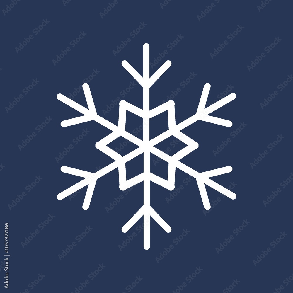 Snowflake illustration on dark blue background. Christmas holiday. Winter decoration design. White snowflake Snowflake illustration on dark blue background. Christmas holiday. Winter decoration design. White snowflake