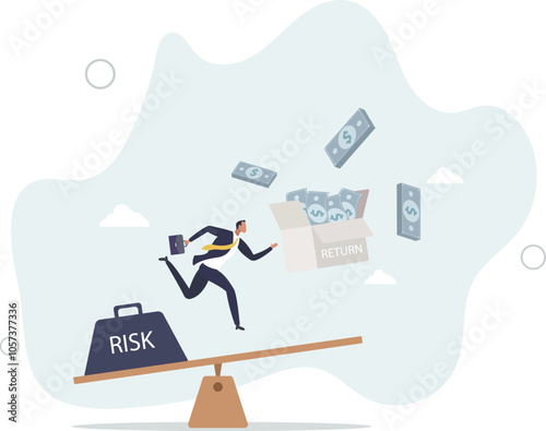 Investment high risk high expected return, investor risk appetite in securities and investment asset to get high reward concept.flat characters.