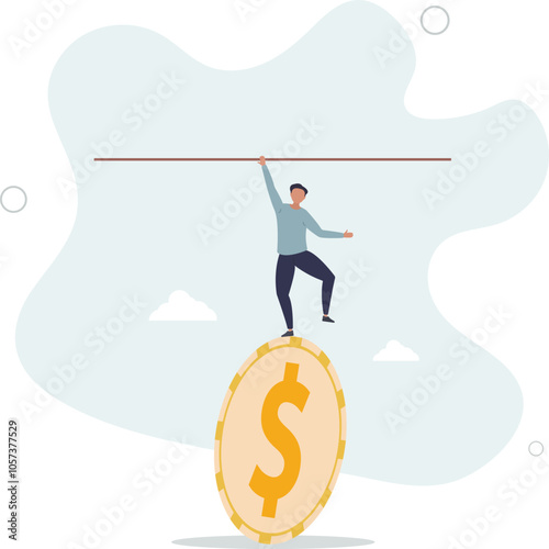 Financial and business risk, banking loan and debt risk, stability or balance of economics and investment or risk for losing job concept.flat characters.