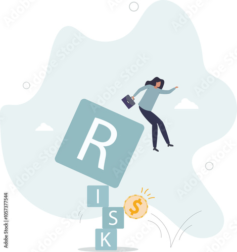 Investment risk, volatility and fluctuation in stock market that price will drop, stability and uncertainty concept.flat characters.