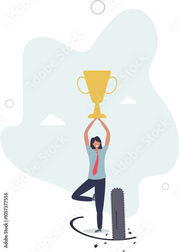 Success trap, problem with career or betrayal in business deal concept.flat characters.