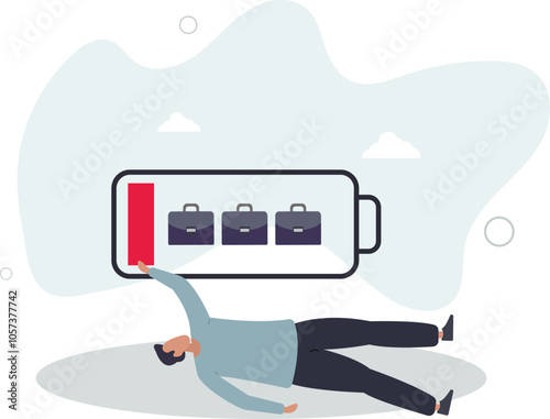 Fatigue exhausted office worker, burnout from overwork routine or run out of inspiration concept.flat characters.
