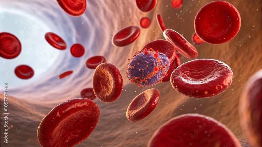 Fototapeta premium Hemoglobin Molecules in Red Blood Cells - Close-Up of Blood Components for Scientific Exploration