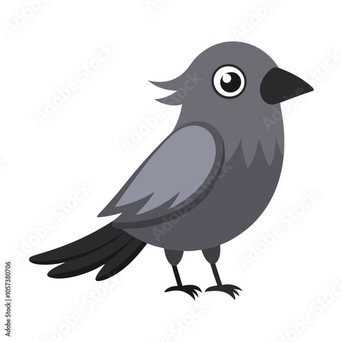 Jackdaw Vector Illustration - Detailed Clipart and Line Art Design for Print.eps