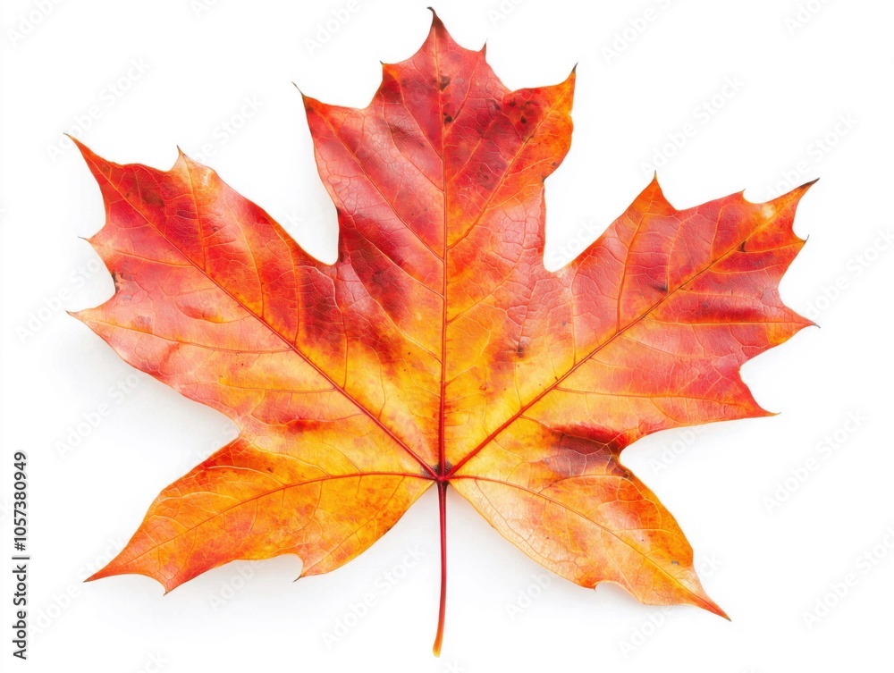 Fototapeta premium Maple Leaf in Autumn Colors on White Background