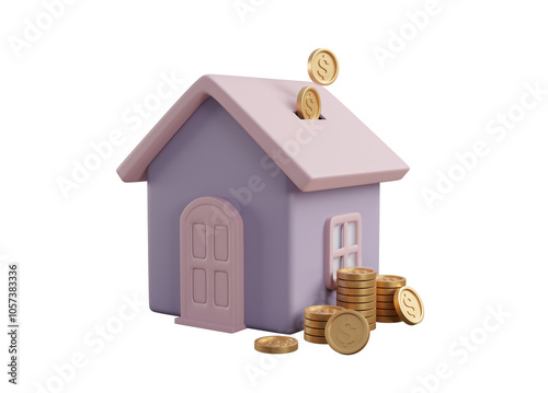 Fotografie 3D rendered illustration of a house-shaped piggy bank icon