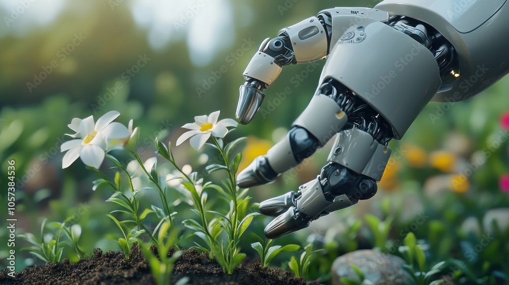 © marco - Robotic Hand Tending to Delicate Flowers © marco - Robotic Hand Tending to Delicate Flowers