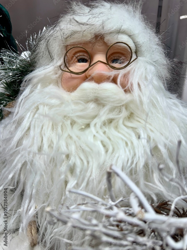 close-up of a Santa Claus figurine with his white beard for Christmas decoration
close-up of a Santa Claus figurine with his white beard for Christmas decoration
