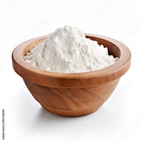 White Powder in Wooden Bowl Baking Ingredient Food Photography photo