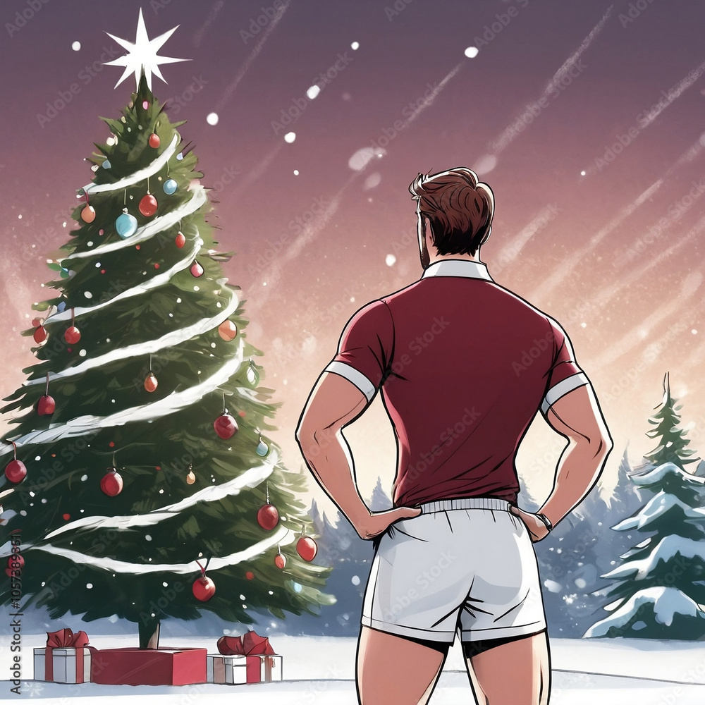 rugby christmas, sports athlete, new year, generative AI rugby christmas, sports athlete, new year, generative AI