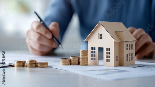 property loan credit risk financial expert explaining credit risk with documents on desk, Photorealistic