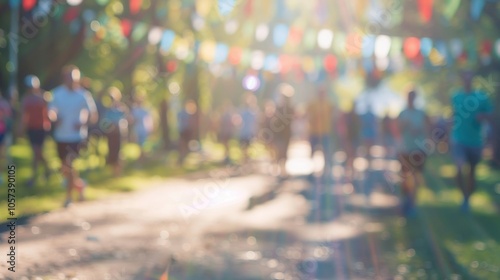 Wallpaper Mural Hazy banners and indistinct participants at a charity walkrun. Torontodigital.ca
