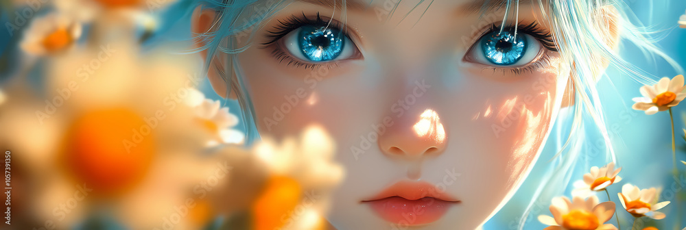 Enchanting Floral Close-Up in Anime Art: Manga Flower Illustration Enchanting Floral Close-Up in Anime Art: Manga Flower Illustration