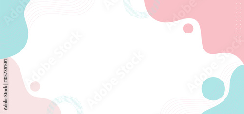 A white background with pink and blue circles and a pink and blue line. The background is very simple and clean