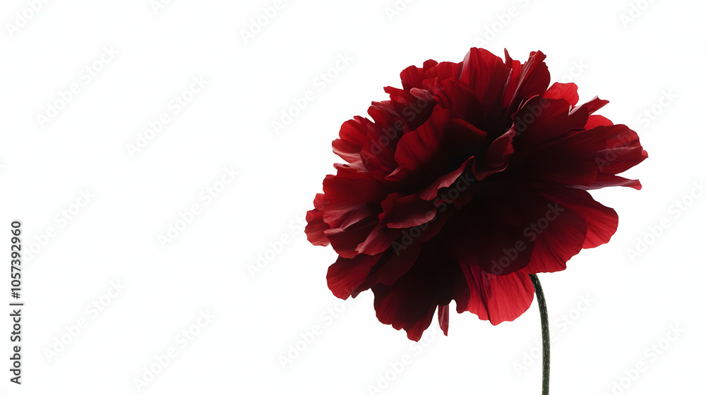 A vibrant red flower silhouetted against a white background, emphasizing its beauty. A vibrant red flower silhouetted against a white background, emphasizing its beauty.