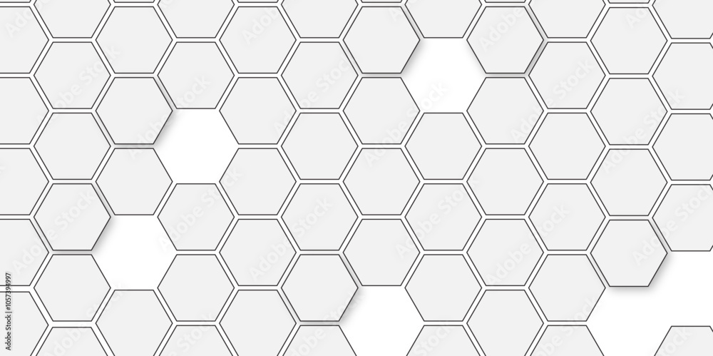 Vector geometric seamless texture symbol. Hexagon, bees hive cells pattern. Bee honey shapes. Abstract pattern with hexagonal white and gray technology line paper background. Stylish grid texture.
Vector geometric seamless texture symbol. Hexagon, bees hive cells pattern. Bee honey shapes. Abstract pattern with hexagonal white and gray technology line paper background. Stylish grid texture.