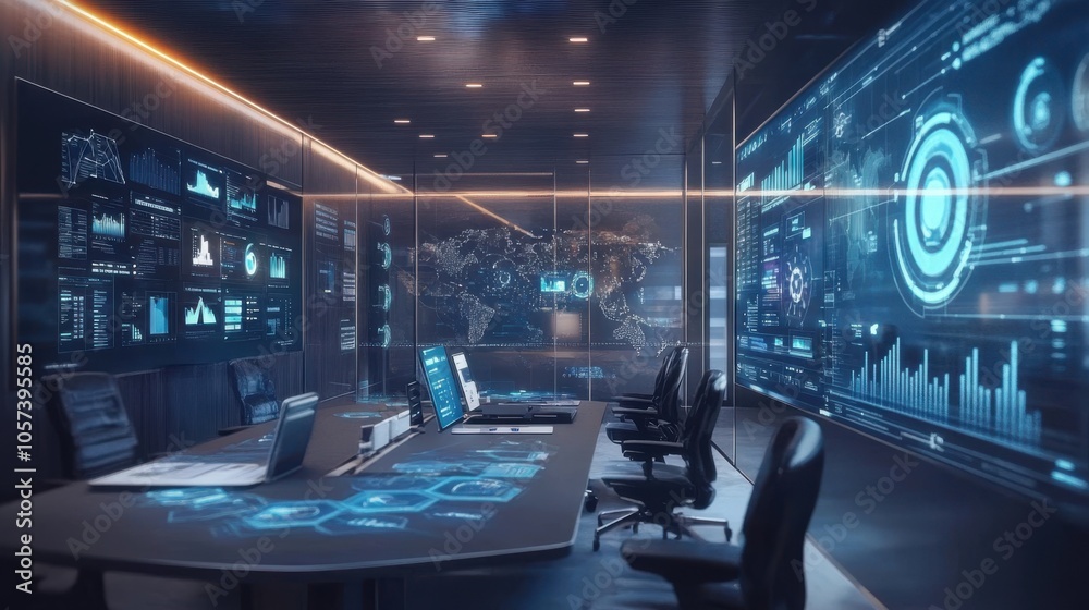 State-of-the-art office with visual representations State-of-the-art office with visual representations