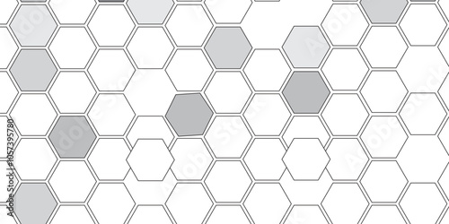 Vector geometric seamless texture symbol. Hexagon, bees hive cells pattern. Bee honey shapes. Abstract pattern with hexagonal white and gray technology line paper background.   Stylish grid texture. 
