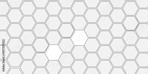 Vector geometric seamless texture symbol. Hexagon, bees hive cells pattern. Bee honey shapes. Abstract pattern with hexagonal white and gray technology line paper background.   Stylish grid texture. 
