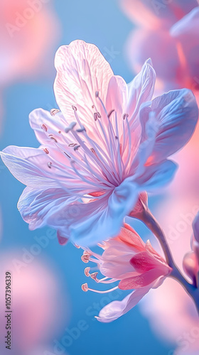 Elegant Flower Close-Up in Anime Style: Manga Art Illustration