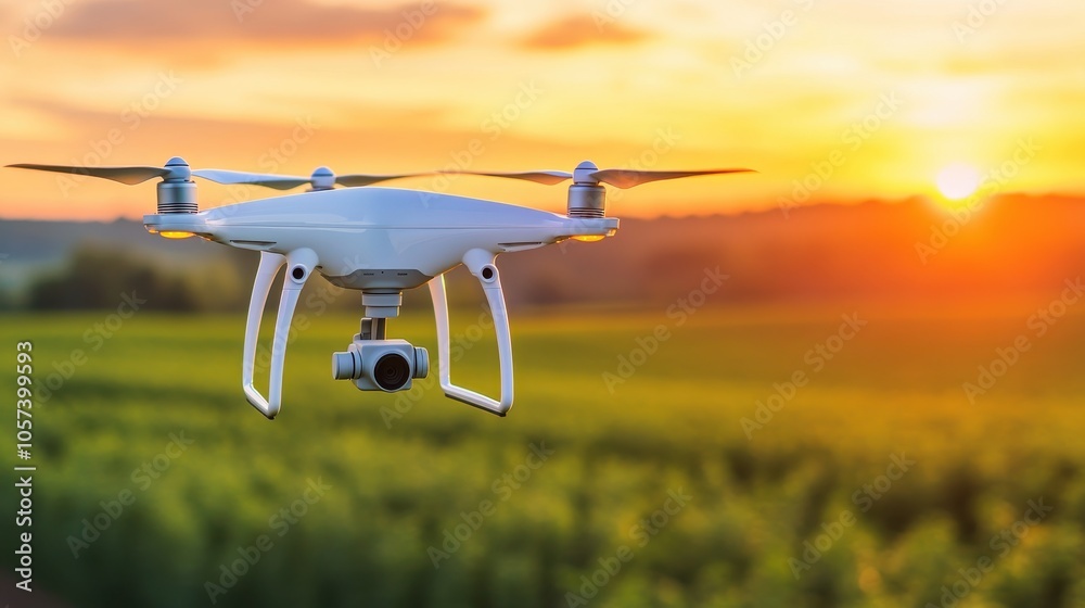 Capturing aerial views the drone's perspective at sunset Capturing aerial views the drone's perspective at sunset