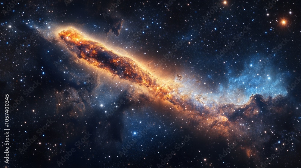 Burning comet tail streaking across the night sky, surrounded by bright stars and deep nebulae generative ai Burning comet tail streaking across the night sky, surrounded by bright stars and deep nebulae generative ai