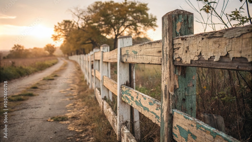 Weathered Fence with Peeling Paint in Bokeh Background for Rustic Decor Weathered Fence with Peeling Paint in Bokeh Background for Rustic Decor