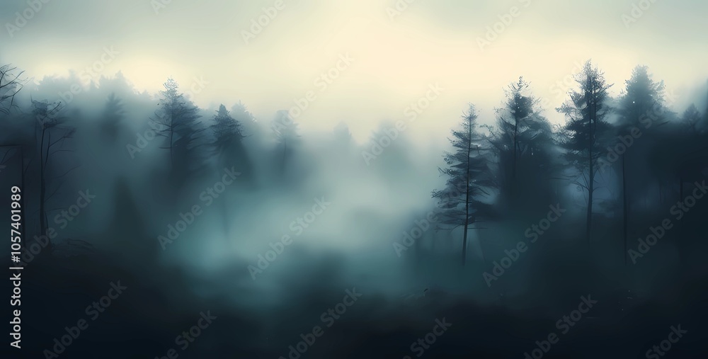 Fototapeta premium Dense fog over lush old growth forest
