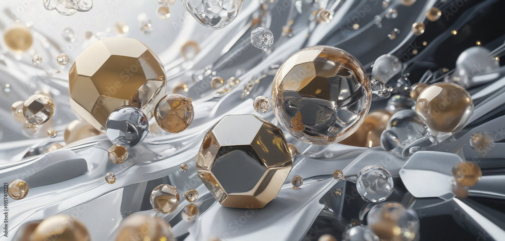 Abstract Metallic Spheres and Cubes with Reflective Surfaces Abstract Metallic Spheres and Cubes with Reflective Surfaces