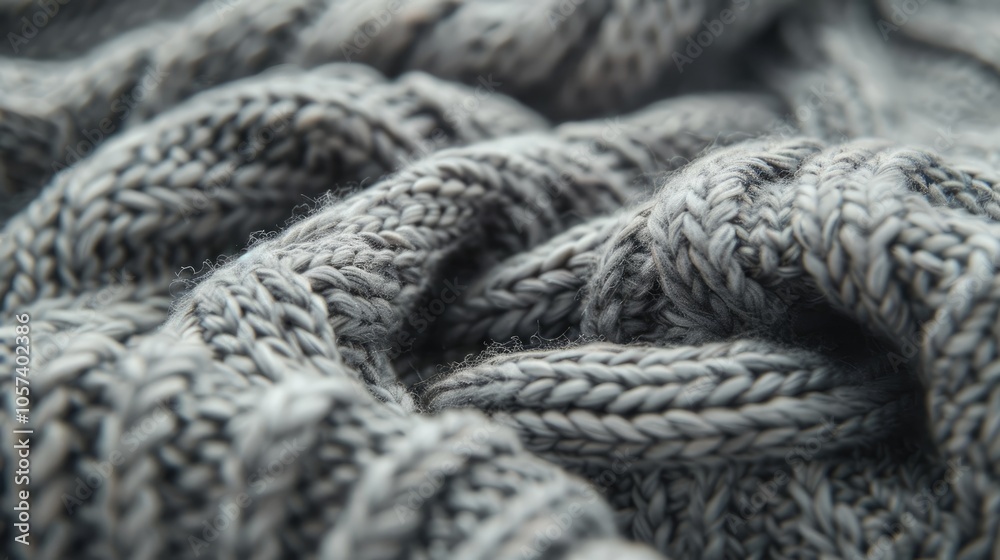 Close-up view of an attractive gray knit sweater Close-up view of an attractive gray knit sweater