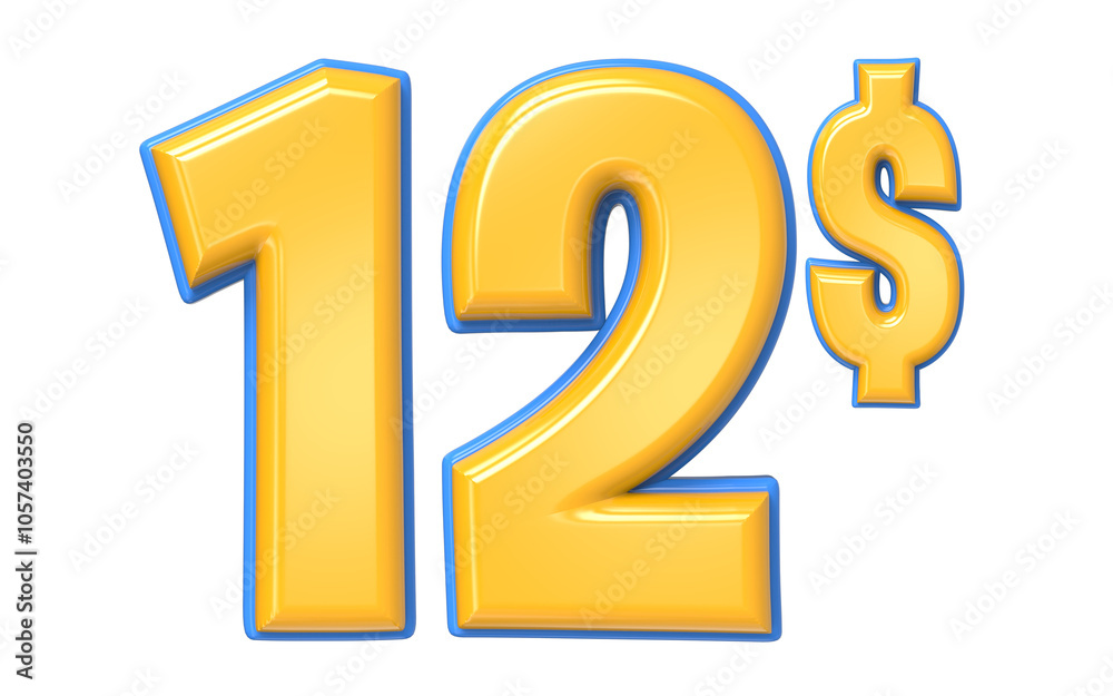 Blue And Yellow Number 3D Render Blue And Yellow Number 3D Render