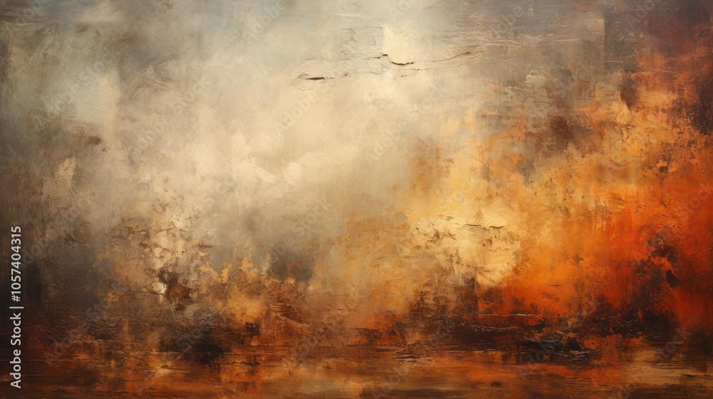 An abstract painting featuring warm and cool tones blending together. An abstract painting featuring warm and cool tones blending together.
