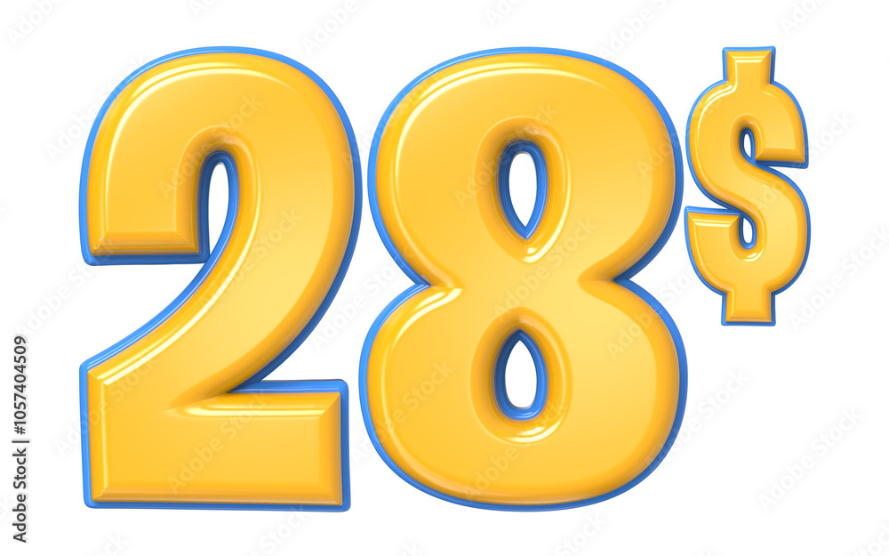 Blue And Yellow Number 3D Render Blue And Yellow Number 3D Render