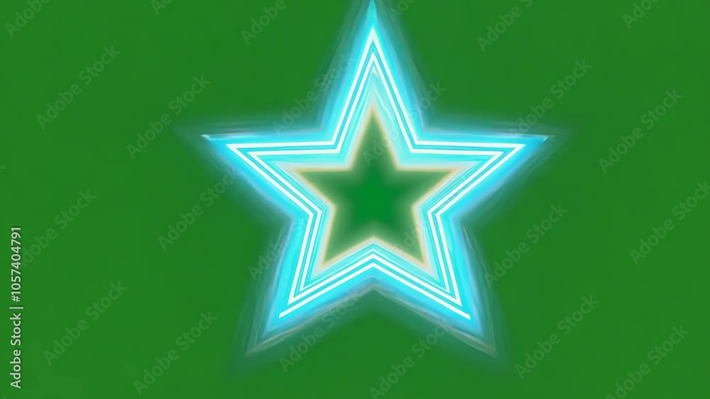 A vibrant, animated neon star outlined in blue light on a green background. The modern and festive design brings a fresh twist to Christmas themes, perfect for contemporary holiday greetings and digit A vibrant, animated neon star outlined in blue light on a green background. The modern and festive design brings a fresh twist to Christmas themes, perfect for contemporary holiday greetings and digit