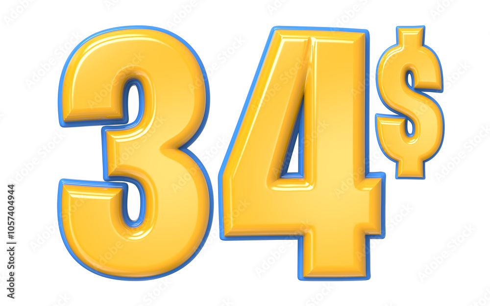 Blue And Yellow Number 3D Render Blue And Yellow Number 3D Render