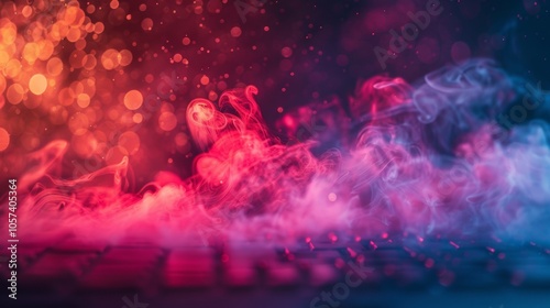 Abstract colorful smoke on a dark background