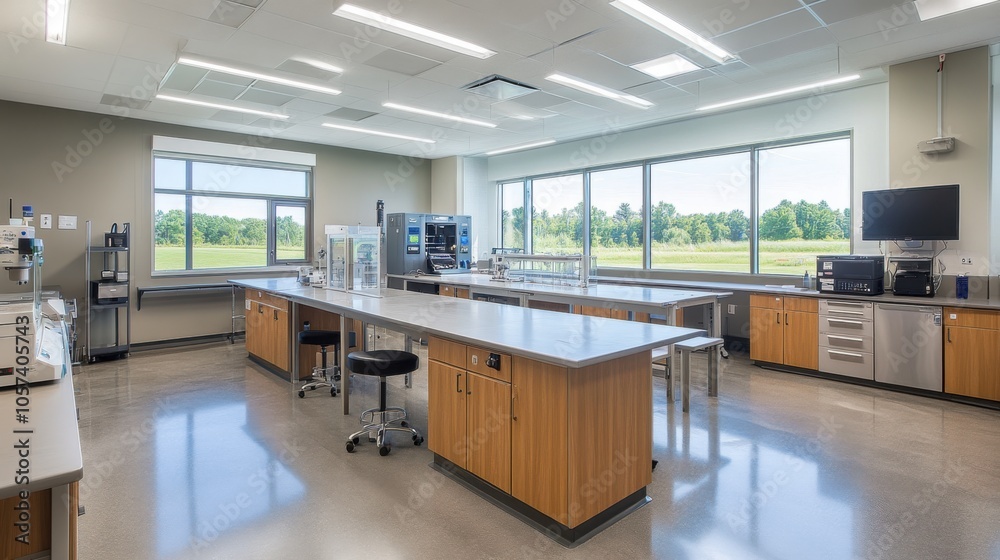 Obraz premium Advanced materials science lab with cutting-edge equipment