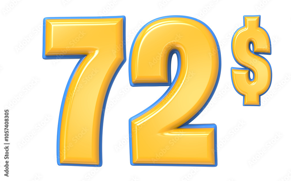 Blue And Yellow Number 3D Render Blue And Yellow Number 3D Render