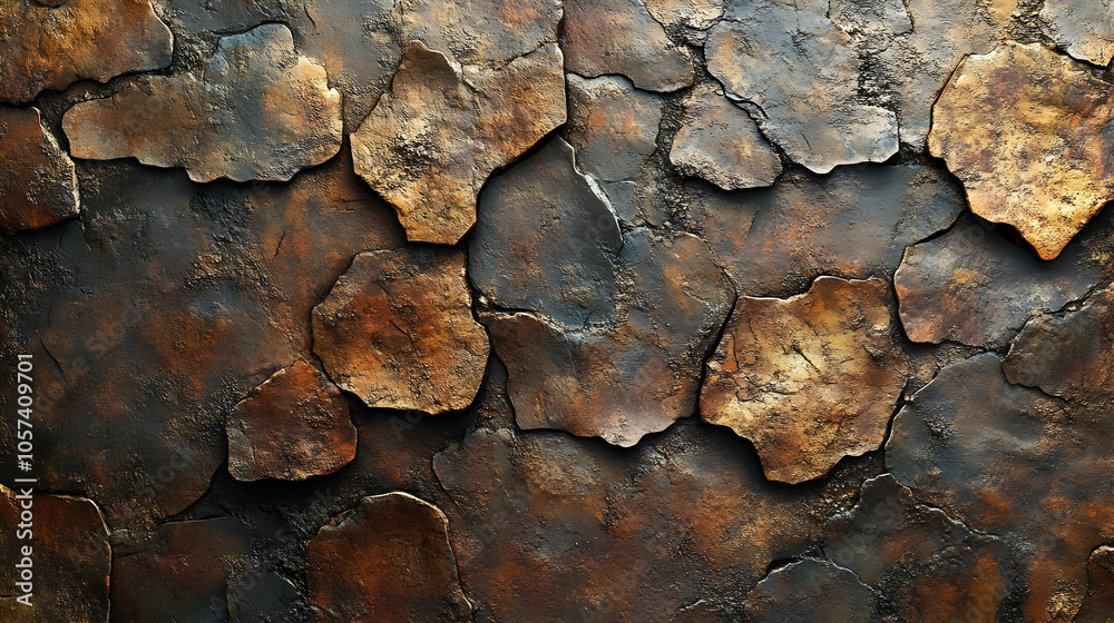 Abstract Brown And Gold 3D Stone Wall Background Abstract Brown And Gold 3D Stone Wall Background