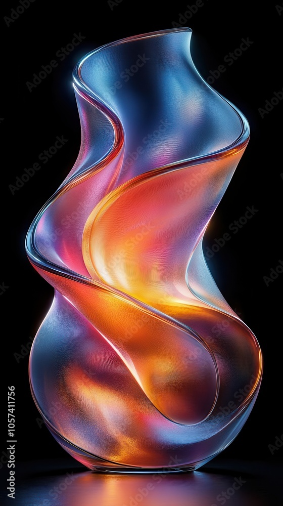 abstract glass shape showcasing colorful refraction effects rendered in 3d creating a mesmerizing visual interplay of light and color emphasizing innovation and artistic design abstract glass shape showcasing colorful refraction effects rendered in 3d creating a mesmerizing visual interplay of light and color emphasizing innovation and artistic design