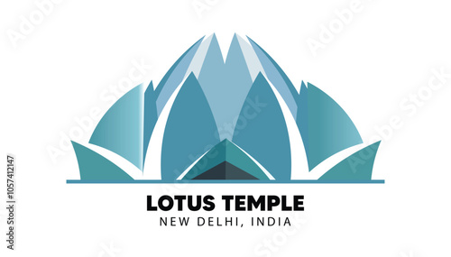 Lotus Temple New Delhi India Indian famous building vector poster