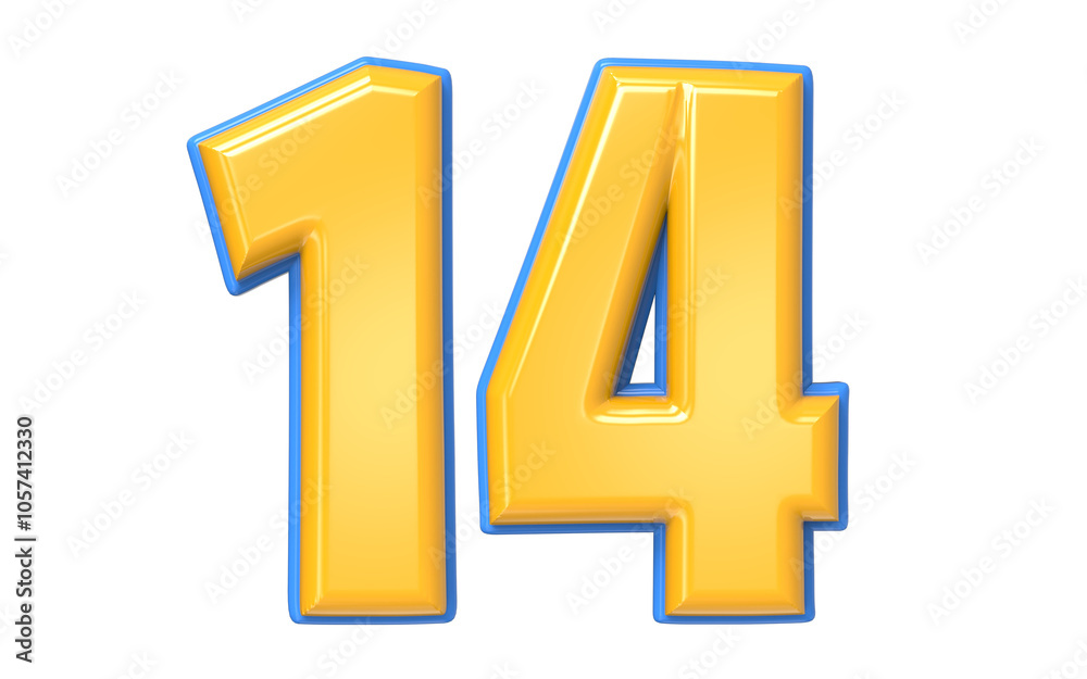 Blue And Yellow Number 3D Render Blue And Yellow Number 3D Render