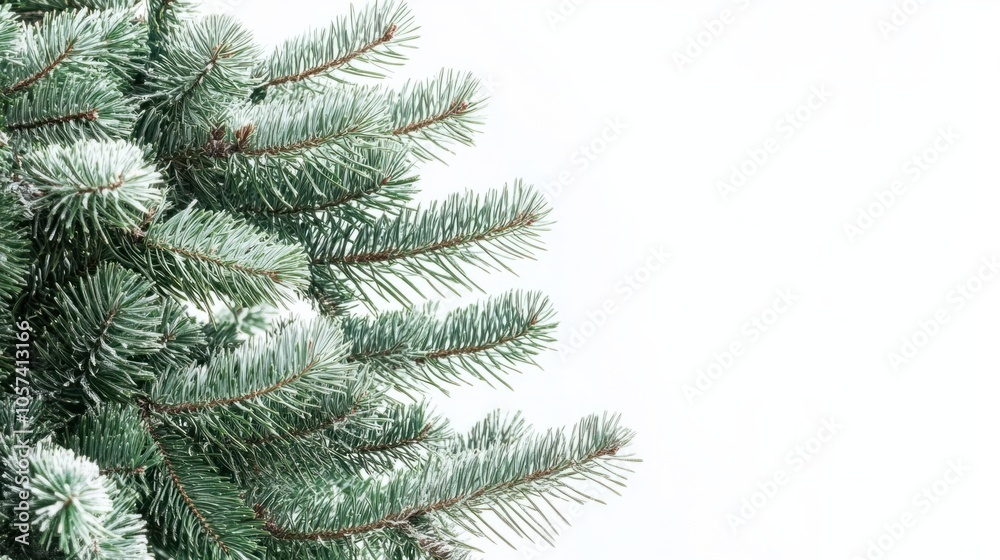 Spruce tree with dense branches and needles, representing forest greenery, isolated on white background