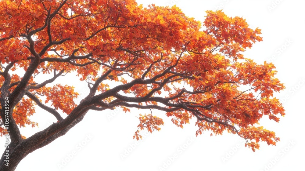 Vibrant maple tree with thick, leafy branches, capturing forest tranquility, isolated on white background Vibrant maple tree with thick, leafy branches, capturing forest tranquility, isolated on white background