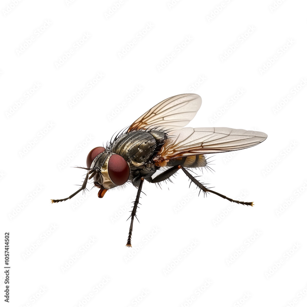 Close up of house fly isolated transparent background Close up of house fly isolated transparent background