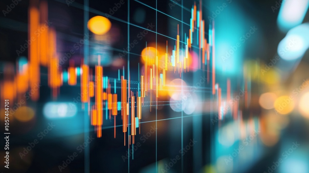 Fototapeta premium Stock market data visualization with colorful candlestick chart