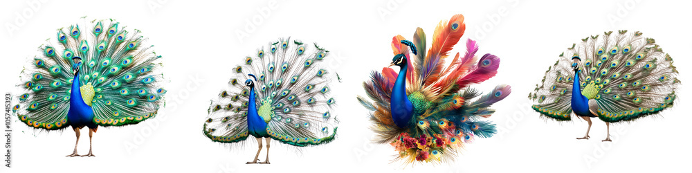 Obraz premium Vibrant peacock displays nature's colorful beauty