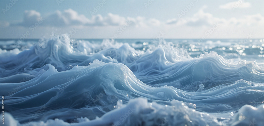 Flowing Ocean Waves with Deep Blue and Light Blue Tones Flowing Ocean Waves with Deep Blue and Light Blue Tones