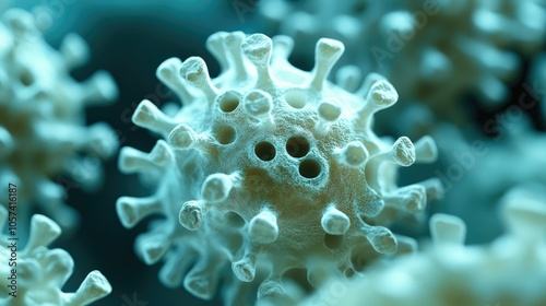Close up of bacteria and virus cells. Biology, Science medicine background
